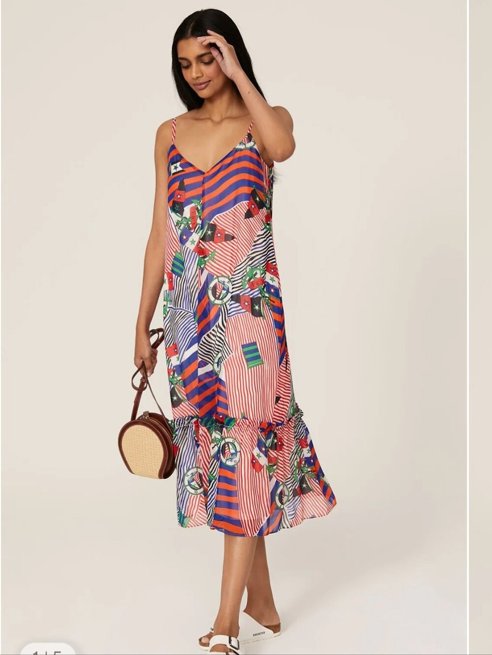 Ralph Lauren Georgette & Lined Nautical Sundress Red/Blue Women's Size 10